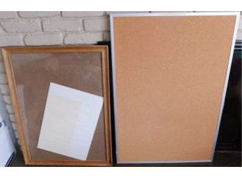 Cork Board And Brown Wooden Picture Frame
