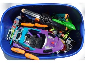 Lot Of Assorted Toys With Plastic Toy Bin