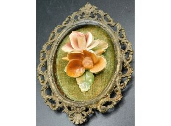 Small Decorative Antique Flower In Metal Frame