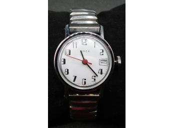 Vintage Stainless Steel Back Timex Women's Watch With Elastic Watchband