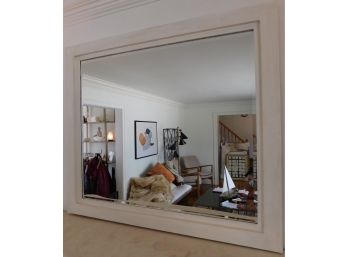 Large Decorative Wall Mirror With Hand Painted White Wooden Frame