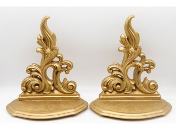 Pair Of Hand Carved / Gold Rococo Wall Brackets