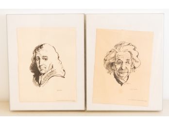 Etching Of Albert Einstein & Spinoza - From The Rosenberg's Raphael Sacks Collection - 1979 - L11.5' X H14'