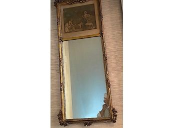 Antique  Trumeau Mirror  Le Premier Pas  The First Steps, Ornate Gold Gilt Frame