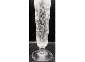 Cambridge Glass -Frosted Rose Point Crystal - Tall Footed Blown Vase