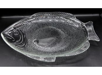 Vintage Arcoroc France Fish Shaped Clear Glass Plate - Excellent Condition