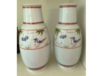 Pair Of Oriental Stamped Vases