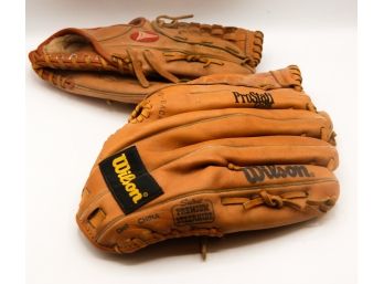 Lot Of 2 Baseball Gloves - Wilson & Regent - Adult Size - 1 Righty 1 Lefty