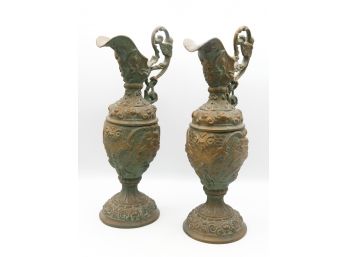 Greek Reproduction Embossed Matching Pitchers - 12' Tall