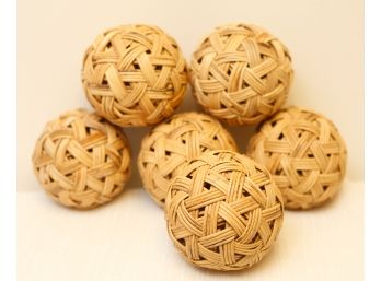 Home Decor - 6 Cane Decorative Balls - Weaved