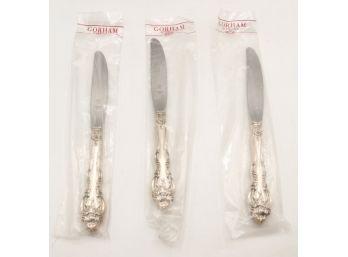 Lot Of 3 Corham Sterling Butter Knives - In Original Packaging - Stainless Blade -