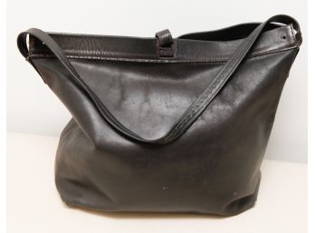 Black Leather Shoulder Bag - Red Interior  L15' X H17'