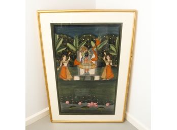 A Pichhavai Of Shrinathji With Gopis - India Motif - Framed And Matted - L27' X H41'
