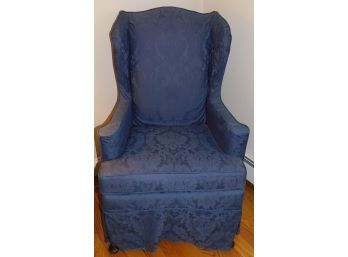 Wing Chair With Beautiful Navy Blue Floral Cover
