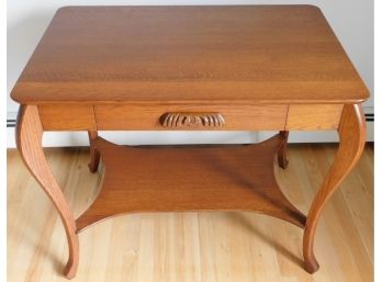 Traditional Oak Console Library Table Desk With Drawer