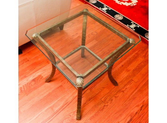 Glass Top End Table W/ Metal Frame - L22.5' X H24' X D22.5'