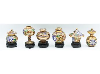 Chinese Cloisonne Mini Vase Set Of 6 Chinese Culture Handmade Collection - Unique