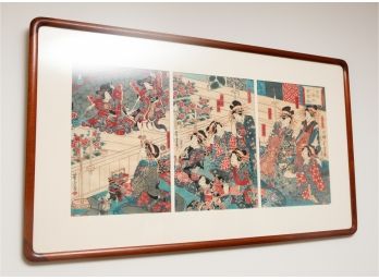 'Oiran & Courtesans Enjoing The Play Of Kocho - Signed Yoshitora Ga - Year 18170 - Appriased $960 In 1989