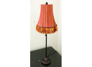 Metal Table Lamp W/ Fringed Shade - 9' Round X H30.5' - Tested