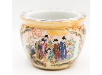 Vintage - Chinese Planter Bowl - Oriental Porcelain Hand Painted - Ornately Decorated