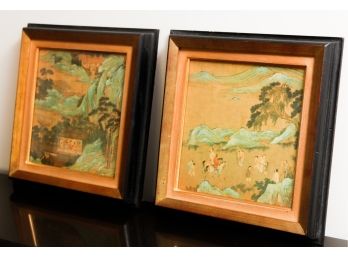 A Pair Of Stunning Asian Paintings On Paper Framed - L13.5' X H13.5' - No Signature