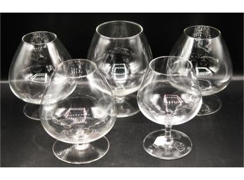 Lot Of 5 Assorted Glass Cognac Glasses