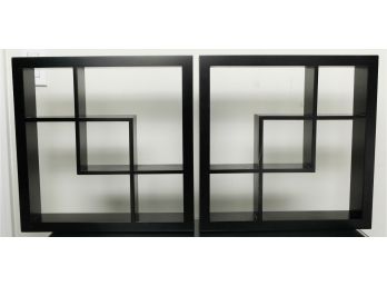 Modern Wooden Bookshelf/display Shelving - Wall Mount - Black - L16' X H16' X D2'