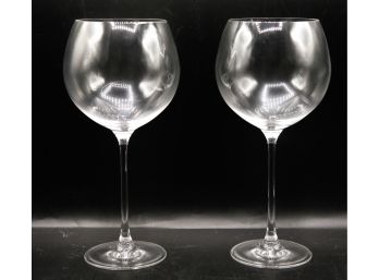 Pair Of Elegant Stemmed Wine Goblets