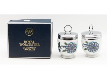Lot Of 2 Royal Worcesterer Egg Coddlers - Flameproof Porcelain - Original Box