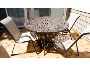 Cast Aluminum Outdoor Table W/ 4 Chairs - Table 48'round X H29' - Chair L22' X H36' X D26'