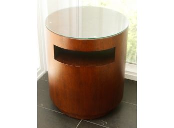 Pair Of Crate & Barrel Cylindrical Side Tables - 21' Round X H25'