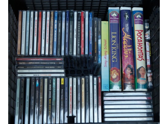 Lot Of Assorted CDs, Disney VHS Tapes - Work Out Dvds