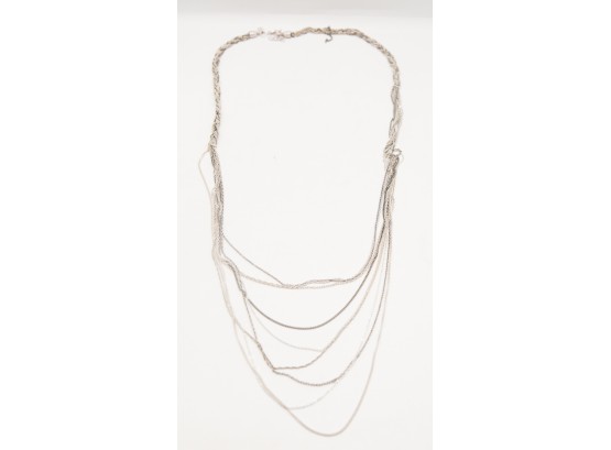 Vintage Liquid Metallic Multi Strand Necklace - Costume Jewelry