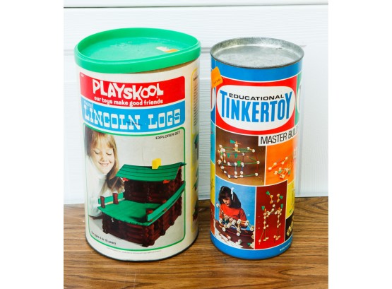 Lot Of 2 - Playskool Lincoln Logs - Educational Tinkertoy Master Builder -