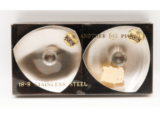 Stainless Steel Candle Holders In Original Packaging - No. S.-849 - Made In Hong Kong