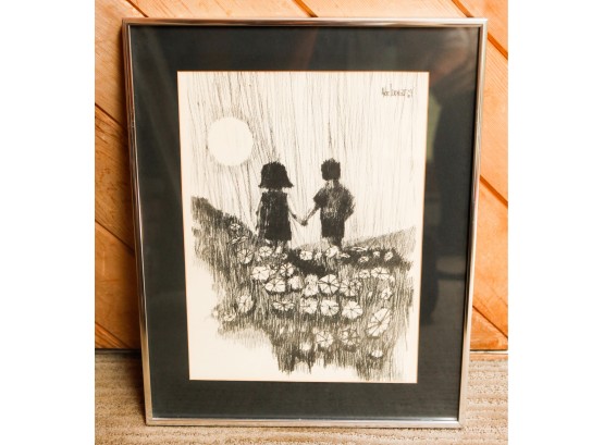 Aldo Luongo Vintage Print - 'Holding Hands' Dated 1969 - L16' X H21'