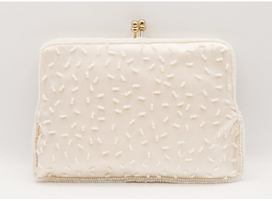 Stunning - Off White - Beaded Clutch