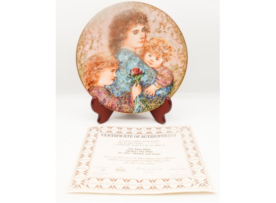 The Edna Hibel - Mother's Day Plate - 1991 - Michelle & Anna - W/ Certificate Of Authencity