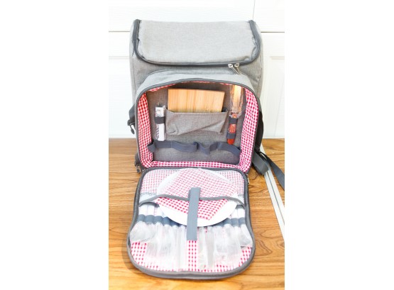 Nature Gear - Picnic Basket Backpack Set For 4 With Insulated Cooler, Blanket, And Dinnerware