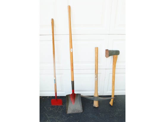 Lot Of Assorted Tools - Pickaxe, Shovel, Ax, And Ice Pick
