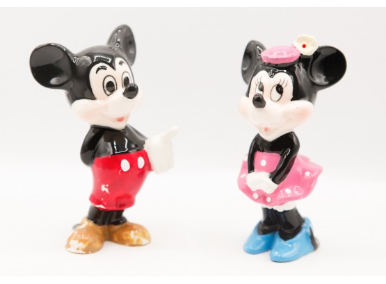 Lot Of 2 Porcelain Mickey & Minnie Mouse Figurines - Walt Disney Productions