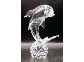 Royal Gallery Italian Murano Style Crystal Glass Dolphin Fish Sculpture -