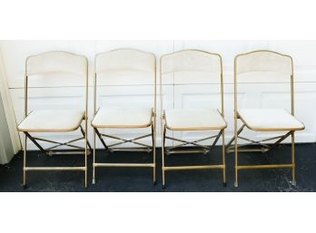 A. Fritz & Co Gold Frame And Off White Velvet Metal Folding Chairs 4 Charming Folding Chairs -