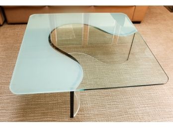 Modern Stunning Glass & Frosted Glass Accent Table - L42' X H15' X D42' - With Lucite S Shaped Base