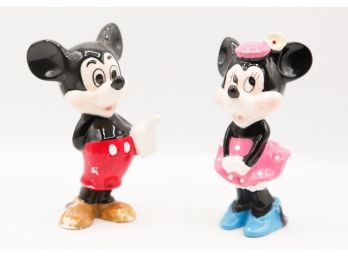 Lot Of 2 Porcelain Mickey & Minnie Mouse Figurines - Walt Disney Productions