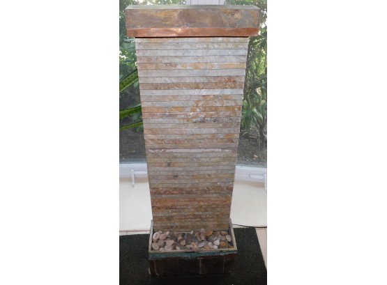 Stave Floor Fountain Resin And Slate Indoor/Outdoor Waterfall Home Oasis Decor