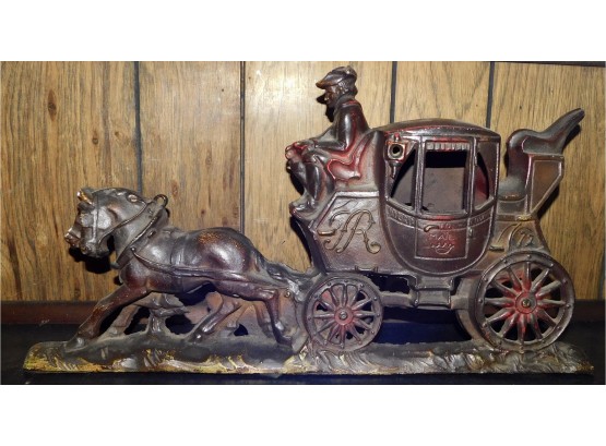 Antique SILVER LEAF PRODUCTS Cast Iron Horse Drawn Oxford London Mail Carriage