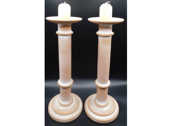 Pair Of Sarreid LTD Clay Candle Stick Holders