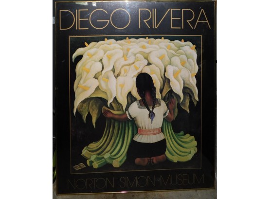 Diego Rivera 'Girl With Lilies' Framed Oil On Board