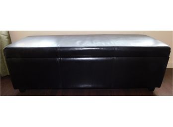 Black Storage Ottoman For Any Room Top Cushioned Seat Lifts Open